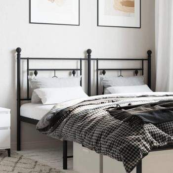 Cabecero de metal negro 150 cm Vidaxl con diseño moderno, estructura resistente, acabado en color negro mate, dimensiones de 150 cm de ancho, compatible con colchones estándar y fácil instalación