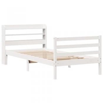 Estructura de cama individual con cabecero sin colchón blanca 90x190 cm
