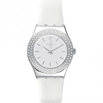 Reloj de Mujer Swatch YLS217 con Correa Blanca de Piel - Edición Starry Party