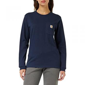 Camisa de manga larga Carhartt Workwear Pocket para mujer, color azul marino, talla S, ajuste holgado, tejido grueso