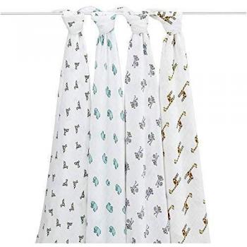 Pack de 4 muselinas de algodón jungle jam swaddles