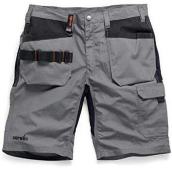 Pantalón corto de trabajo Scruffs Trade Flex con bolsillos y funda, color grafito 38