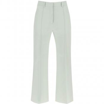 Lanvin Women's Kick Flare Wool Trousers in Green, Size 38