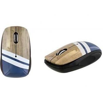 T'nB MWXWOOD - Ratón (USB, 1000 dpi, Negro, Azul, Blanco, Madera)