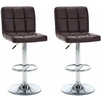 vidaXL 2X Sillas Altas de Bar Cuero Sintético Marrón Taburete Comedor Asiento
