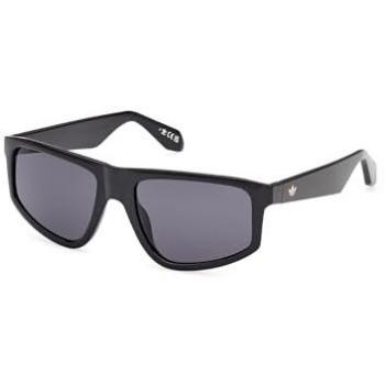 Adidas Originals OR0108 Shiny Black Square Sunglasses with Smoke Lenses 55mm