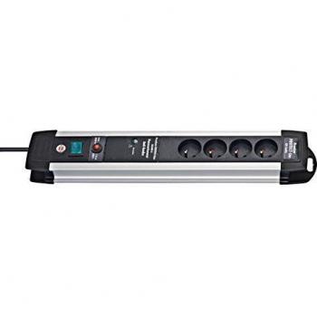 Regleta Premium Protect-Line Alu con interruptor y protector contra sobretensiones 60000A - 3m, 4 tomas
