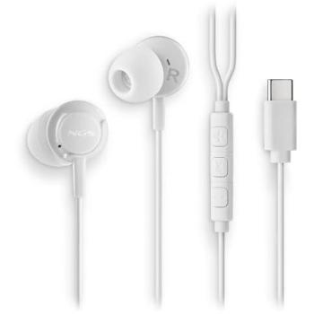 Auriculares de botón NGS Cross Step USB-C blancos con micrófono y control de volumen, cable 1.2m