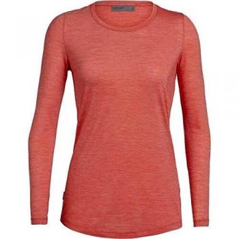 Icebreaker Sphere WMNS Sphere Low Crewe - Camisa de manga larga con cuello redondo para mujer, rojo