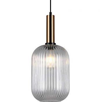 Lámpara colgante moderna de latón 1 luz con pantalla transparente, E27 Antiola