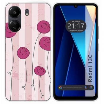Funda de Silicona Vintage con Flores para Xiaomi Redmi 13C