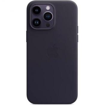Funda de piel color medianoche con MagSafe para iPhone 14 Pro Max.