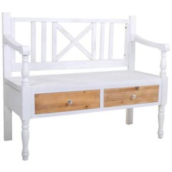 Banco de Madera con 2 Cajones Alexandra House Living Blanco Natural 48 x 87 x 104 cm Madera de Abeto