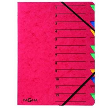 Carpeta organizadora A4 roja con 12 compartimentos y goma elástica