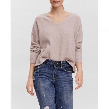 Jersey de mujer Vero Moda de cuello pico y manga larga en color woodrose