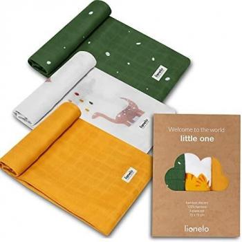 Manta de Bambú Antibacteriana Lionelo Dino - Set 3 Piezas