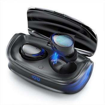 Auriculares TWS Inalámbricos Bluetooth 5.0 con Estuche de Carga Tipo C, HD Estéreo, Deportivos, Resistentes al Agua y Micrófono