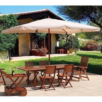 Paraguas de Jardín 3x3 m con Mástil de Madera y Lona con Bordes de 50 mm - Colección Deluxe