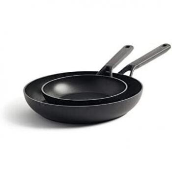 KitchenAid Juego de Sartenes Antiadherentes de Aluminio - 2 Piezas, 20 & 28 cm, Negro