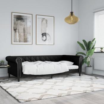 Cama de día sofá cama cuero sintético negro 90x200 cm