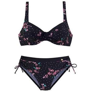 Bikini con Aros LASCANA, Negro Estampado, Talla 42E, Poliester y Poliamida