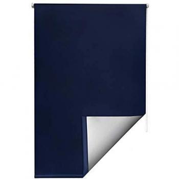 Persiana enrollable oscurecente Sol Royal con fijación sin taladro, recubrimiento termal, tamaño 160x120 cm, color azul oscuro