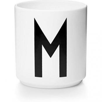Taza de porcelana con diseño de letras, procelana de ceniza de hueso, blanco, talla única