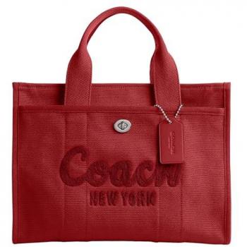 Coach Red Cotton Cargo Tote Bag for Women with Two Handles - One Size