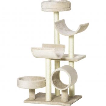 Árbol para Gatos PawHut Grande 50x40x105 cm con Centro de Actividad, Plataformas, Tubo de Juego y Sisal Natural