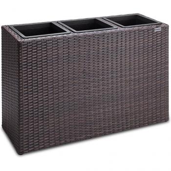 Jardín de Rattan Marrón 83x30.5x60cm con 3 Compartimentos Extraíbles