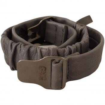 Costume National Gray Leather Silver Buckle Waist Belt - 85 cm / 34 Inches
