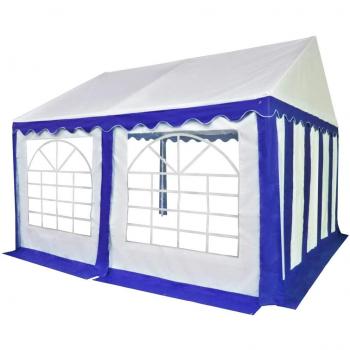 vidaXL Carpa de Jardín de PVC 4x4m Azul y Blanco Pabellón Cenador de Exterior