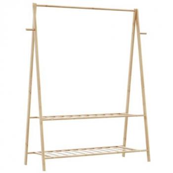 Bamboo Clothes Rack with Shelves 132x45.5x150.5 cm