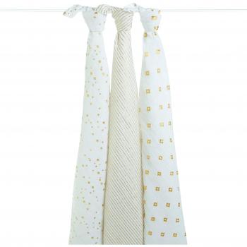 Aden + Anais 4500G - Pack de tres muselinas, color Metallic Gold