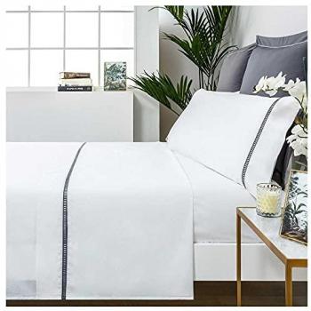 Juego de Sábanas Vainica 100% Percal Algodón Blanco 210x260 Cama de 135
