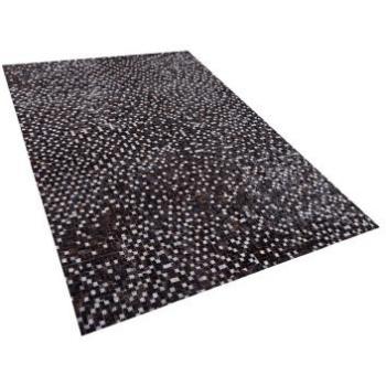 Alfombra de piel de vaca marrón y plata 140 x 200 cm estilo rústico patchwork Akkese