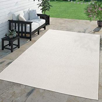 TT Home Alfombra para Exterior Alfombra Cocina Balcón Terraza Diseño Monocolor Moderna, Color:Marfil, Tamaño:160x220 cm