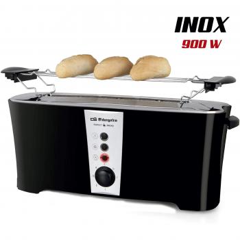 Orbegozo TO 6050 - Tostadora ranura larga, 7 niveles de tostado, función descongelado, bandeja recogemigas, calienta panecillos, parada rápida, 900 W