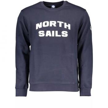 North Sails Blue Cotton Sweater - XL, Sweatshirts, male, Blue, Size: XL, Long Sleeve, Round Neck