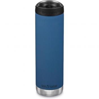 Botella térmica Klean Kanteen Insulated TKWide 20oz (592 ml) con tapón Café Cap, color azul