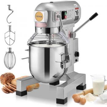 Batidora de Cocina Comercial 18,7 L con Tazón de Acero Inoxidable, 3 Velocidades Ajustables y Amasadora de 1100 W para Restaurante y Panadería