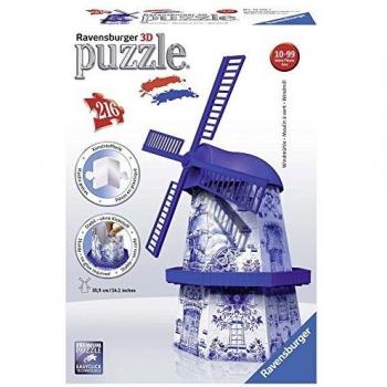 Ravensburger- Puzzles 3D Building Serie Midi, Molino Holandés