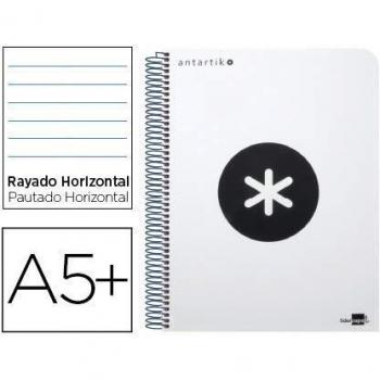 Cuaderno espiral liderpapel A5 antartik tapa dura 80h 100 gr horizontal con margen color blanco