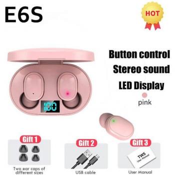 Mini auriculares inalámbricos E6S A6S Bluetooth estéreo TWS con micrófono, deportivos y estuche de carga de 350mAh