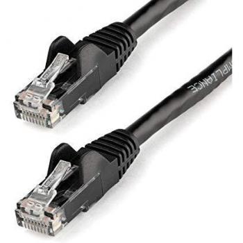 StarTech.com Cable CAT6 de 1,5 m - Cable de conexión CAT6 Negro - Conectores RJ45 sin enganches - Cable de cobre 24 AWG - Cable Ethernet
