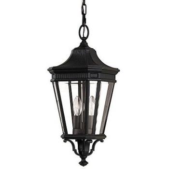 Lámpara colgante Cotswold mediana, negra, 2 luces, E14