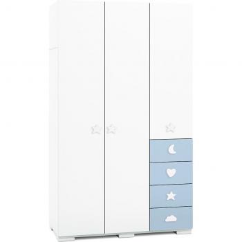 Armario infantil grande BUBBLE en blanco y azul de Alondra, 120 cm de altura