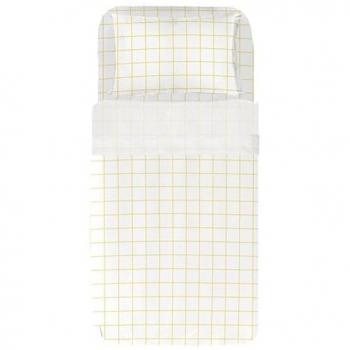 Juego de Sábanas Infantil Estampado Cuadro Amarillo para Cama 80x135 - Colección Girl Power