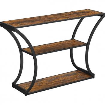 Mesa Consola VASAGLE, Entrada Estilo Industrial, Patas Curvadas, Alargada, Marrón Rústico y Negro