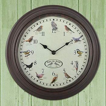 Esschert Design Reloj de Pared con Sonidos de Pájaros